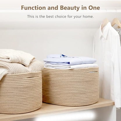 ECDYQXVU 15x10x9 Inch Woven Cotton Rope Storage Basket, 1 Pack - color: Jute/Brown, size: 1 Pack
