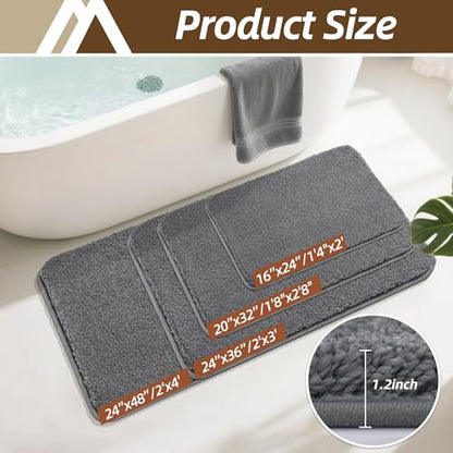 COSYHOMEER Extra Thick Bath Rug for Bathroom NonSlip BathMat 24x48Dark Grey - color: Dark Grey, size: 2' X 4' (Rectangular)