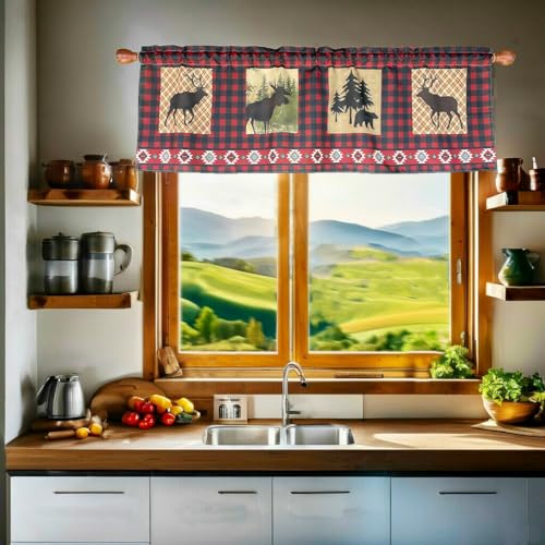 Lodge Rustic Buffalo Check Plaid Northwoods Valance 58 x 18 Inches - color: Buffalo Check, size: 58"W x 18"L (Pack of 1)