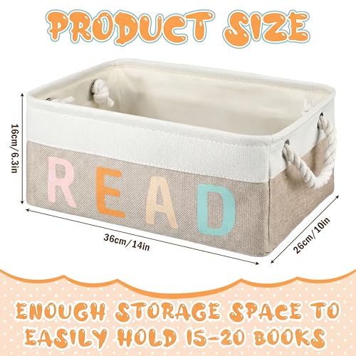 Marsui 1 Pcs Book Storage Basket, Book Bin, Bookish Gifts, White Brown - color: White Brown, size: Read