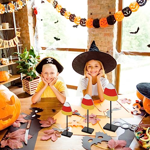 3 Pcs Halloween Wood Candy Corn Table Decor Centerpieces, 3 Size - style: Candy Corn
