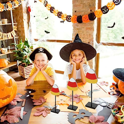 3 Pcs Halloween Wood Candy Corn Table Decor Centerpieces, 3 Size - style: Candy Corn
