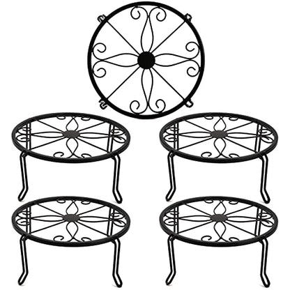 Tosnail 5 Pack Metal Plant Stands for Indoor and Outdoor, Planters Flower Pots Holder, Beverage Dispenser Stand, Pumpkin Short Stand, Double Braces Legs