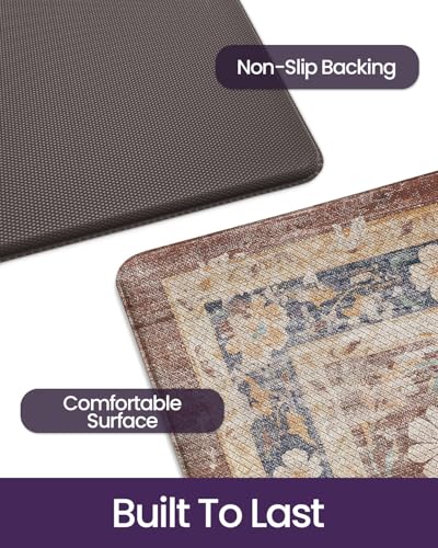 DEXI Kitchen Floor Mats Cushioned Anti Fatigue Runner Rug, 24x59 Reddish - color: Brown, size: 59"L x 24"W x 0.4"Th