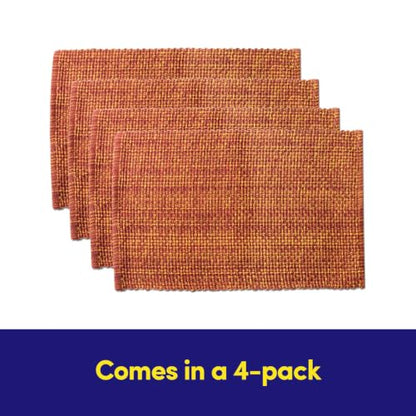 Sweet Home Collection 100% Cotton Placemats for Dining Room Rectangle Two Tone Woven Fabric 13" x 19" Soft Durable Table Mat Set, Set of 4, Rust - color: Rust, size: Rectangle 13" x 19"