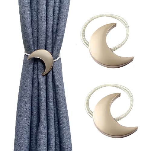 Magnetic Curtain Tiebacks Alloy Moon Curtain Holdbacks Silver/Gold Curtain Tie Backs Curtain Clips Ropes -Set of 2 - color: Siver