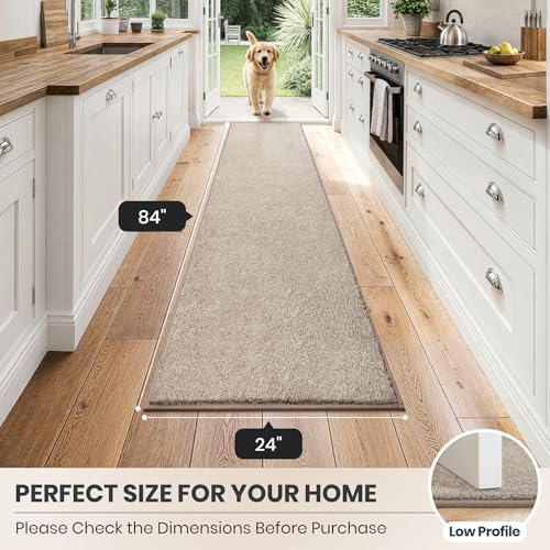 PURRUGS Hallway Runner Rug, 24" x 84", Taupe - color: Taupe, size: 24" X 84"
