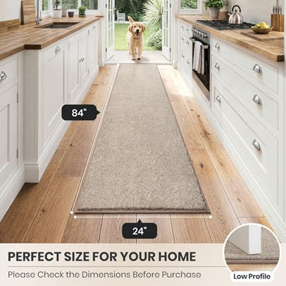 PURRUGS Hallway Runner Rug, 24" x 84", Taupe - color: Taupe, size: 24" X 84"