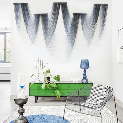 IOWER Macrame Wall Hanging Dip Dyed Blue Fiber Art Tapestry Boho Wall Decor - color: Blue1