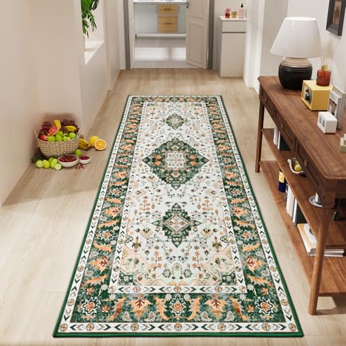 Amearea Vintage Design Runner Rugs for Living Room, 2x6 Green Runner Rug - color: Green, size: 2' X 6' (Runner)