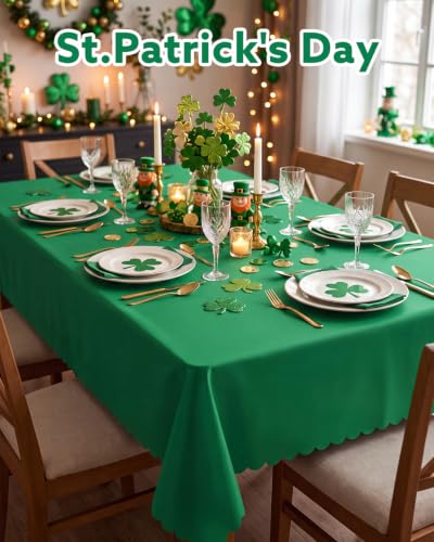 NatNarr 3 Pcs Green Tablecloths Plastic, Scalloped Christmas Table Cloth - color: Green, size: 3 Pack