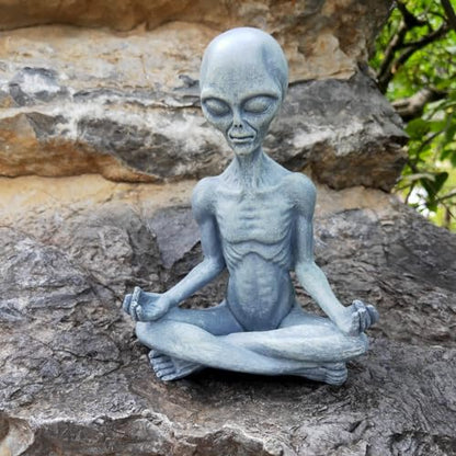 Alien Statue, Meditation Yoga Alien Figure, 6.3"H Resin UFO Alien Sculpture