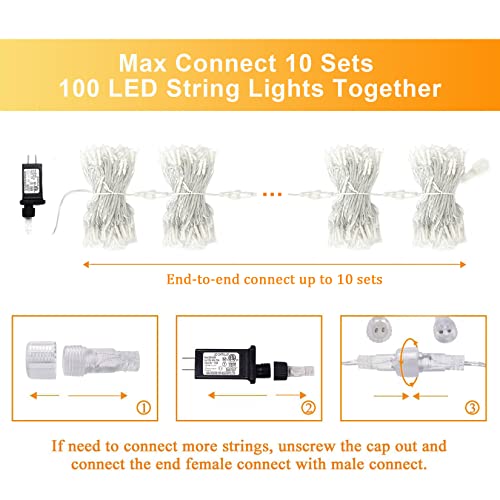 JMEXSUSS 2 Pack Warm White Christmas Lights Indoor, Total 200 LED 66FT - color: Warm White, size: 200 LED