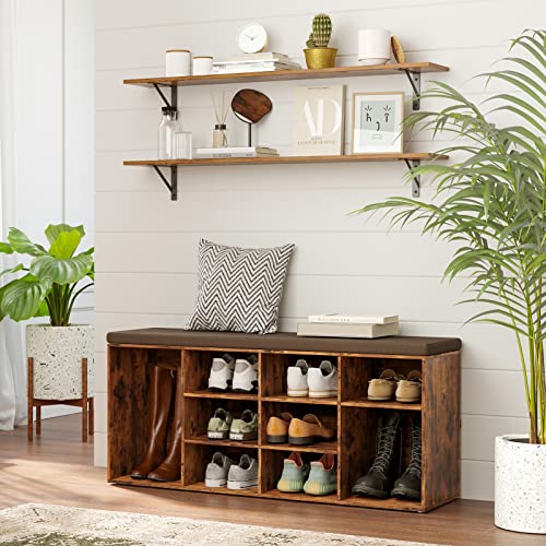 DINZI LVJ Long Wall Shelves, 47.3Inch Wooden Floating Shelves with Brackets - color: Rustic Brown, size: 47.3 Inch