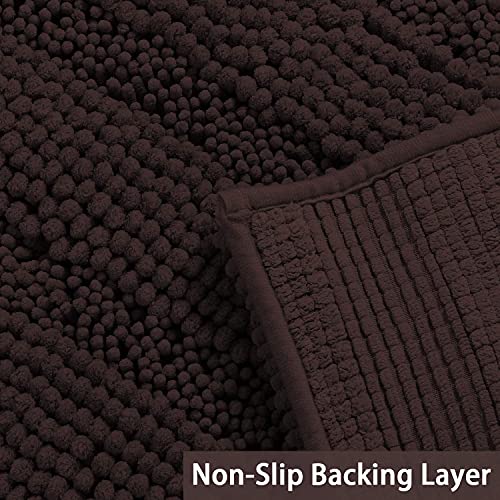 Turquoize Small Bathroom Rug 17x24, Soft Absorbent Chenille Bath Rug, Brown - color: Chocolate, size: 17" x 24"
