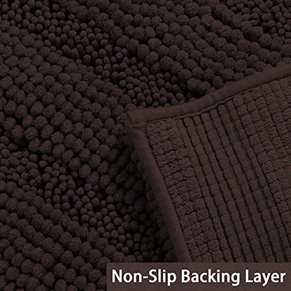 Turquoize Small Bathroom Rug 17x24, Soft Absorbent Chenille Bath Rug, Brown - color: Chocolate, size: 17" x 24"
