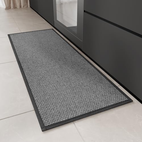 Hargiis Kitchen Rug, Rubber Non Slip Kitchen Rugs Washable, Absorbent Runner Mat for Floor, Machine Washable Standing Mats for in Front of Sink, Door, Laundry, Entryway, Entrance (Black, 47" × 17.3") - color: Black, size: 1'5" x 3'11" (Rectangular)
