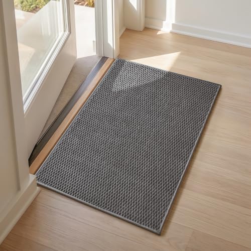 Sunfly 2x3 Entryway Rug with Non Slip Rubber Backing Dark Grey - color: Dark Grey, size: 2' x 3' (Rectangular)