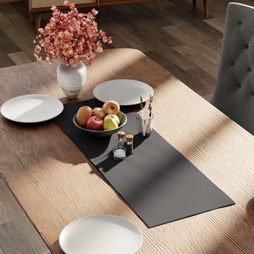 Encasa XO Table Runner, Cotton Canvas Dining Runner 13"x36" - color: Grey, size: 13x36 in