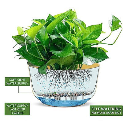Dexceder 9.8 Inch Self Watering Hanging Planter (2 Pack, Yellow) - color: Yellow, size: 9.8 inch