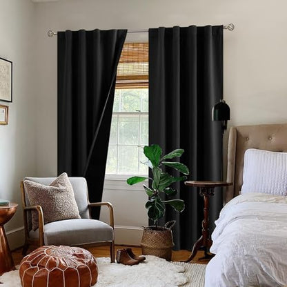 BGment Black 100% Blackout Curtains for Living Room, 2 Panels, 38 x 84 Inch - color: Black, size: 38"W x 84"L (Pack of 2)