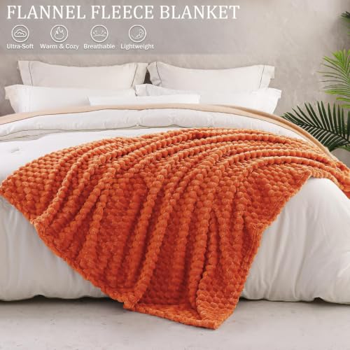 Exclusivo Mezcla 3D Fleece Twin Size Blanket for Bed, Burnt Orange - color: Burnt Orange, size: Twin ( 60x80 IN )