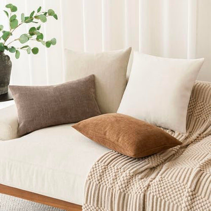 Foindtower Solid Textured Chenille Throw Pillow Covers 16x16 Inch,Beige - color: Cement, size: 16" x 16" (Pack of 2)