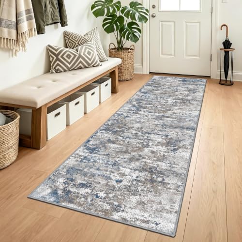 Modern Hallway Runner Rug 2x6,Textured Non Slip Carpet Runner,Multi - color: Abstract-multi, size: 2' x 6' (Runner)