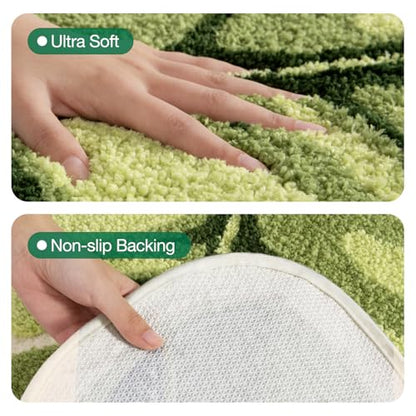 LUMI Cute Bathroom Rug Green Leaf, Absorbent Non Slip Bath Mat, 24"x48" - color: Ample Palm Leaf-large