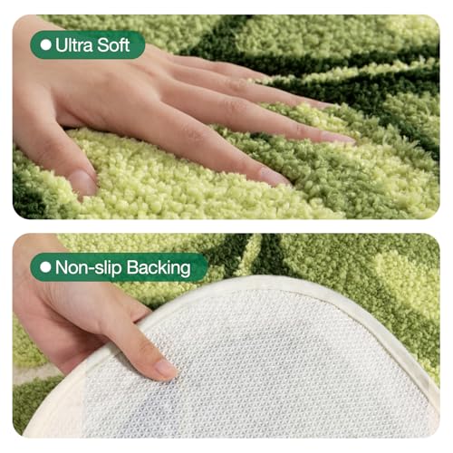 LUMI Cute Bathroom Rug Green Leaf, Absorbent Non Slip Bath Mat, 19.5"x39.5" - color: Ample Palm Leaf