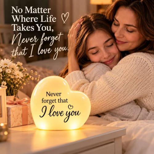 Gifts for Daughter from Mom Dad, “Never Forget That I Love You” Heart LED Light, Meaningful Gifts for Daughter, Son, Mom, Grandma, Wife, Girlfriend, Birthday Christmas Valentine’s Day Gifts - color: Love