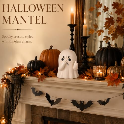 Holding Nose Ghost Figurine – Funny Halloween Ghost Statue for Bathroom or Shelf Decor, Spooky Knick Knacks, Cute Resin Desk Figurines, Ghost Decorations and Quirky Home Gifts (Beige) - color: Beige