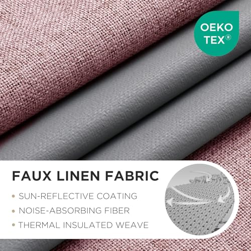 Joydeco Blackout Curtains 84 Inches Long 2 Panels Burg, Room Darkening Curtains for Bedroom, 100% Black Out Textured Thermal Drapes Privacy Protection 2 Panels Set(W52 x L84 Inch, Pink) - color: Light Pink, size: 52"W x 84"L (Pack of 2)