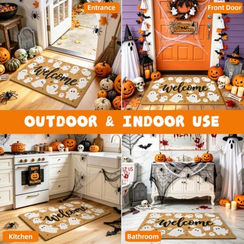 Halloween Welcome Mat Spooky Non-Slip Front Door Mat, 17x29 in - color: 1- Spooky