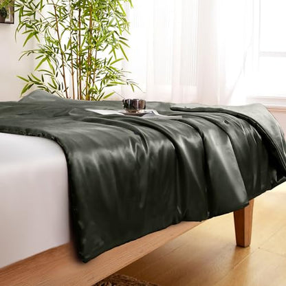 Vonty Dark Grey Satin Throw Blanket 60x80In, Cooling Silky Wrinkle-Free - color: Dark Grey, size: 60" x 80"