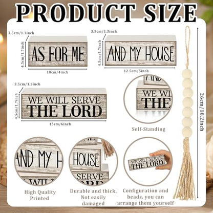 Yuntau 4 Pcs Farmhouse Christian Table Decor Stacked Wooden Block Sign - style: Bible Verse