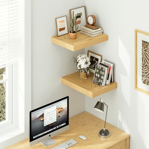 Vivelove 12 Inch Deep Floating Shelves, 12 X 12 Inches, Oak, Set of 2 - color: Oak, size: 12”wx12”dx1.5”h