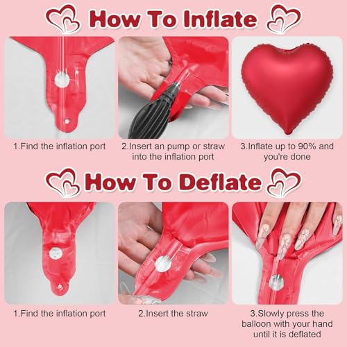 Black Red Heart Foil Balloons,12Pcs 18Inch Heart Shaped Balloons - color: Black Red