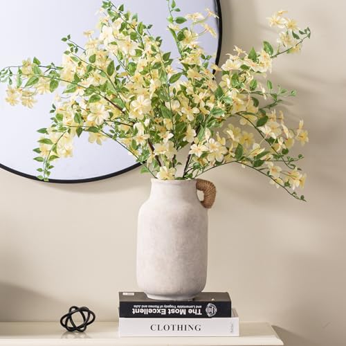Vanselia Ceramic Flower Vase Home Table Decor Living Room Farmhouse 10.6 in - color: 10.6" Plus With Hemp Rope
