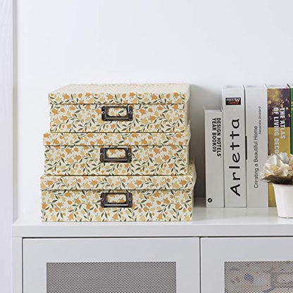 Soul & Lane - Keepsake Storage Boxes with Lids, Set of 3, Floral Dance - color: Floral Dance