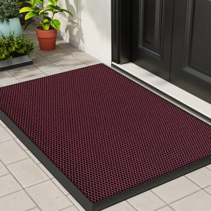 Front Door Mat Outside Entrance Welcome Mat 24"x36" Red 2x3 ft - color: Red, size: 24"x36"