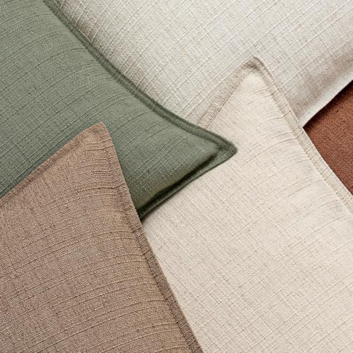 MIULEE Thick Textured Euro Sham Throw Pillow Covers 26x26 in Natural Beige - color: Natural Beige, size: 26" x 26" (Pack of 2)