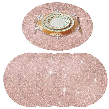 GIVERARE Placemats Set of 4, Round Heat-Resistant Vinyl Placemat, 15 inch Non-Slip Washable PVC Table Mat, Easy to Clean Premium Plastic Mats for Dining, Kitchen Table (Bright Pink) - color: Bright Pink