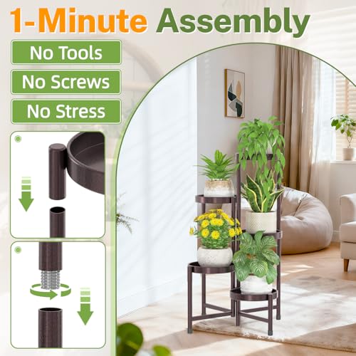 iDavosic.ly Plant Stand Indoor Outdoor, 5 Tier Metal Corner Shelf, Bronze - color: Violet Bronze, size: 5 Tiers