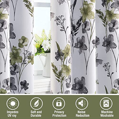 H.VERSAILTEX 100% Blackout Curtains 63 Inches for Kitchen, Grey/Olive - color: Grey/Olive, size: 52"W x 63"L (Pack of 2)
