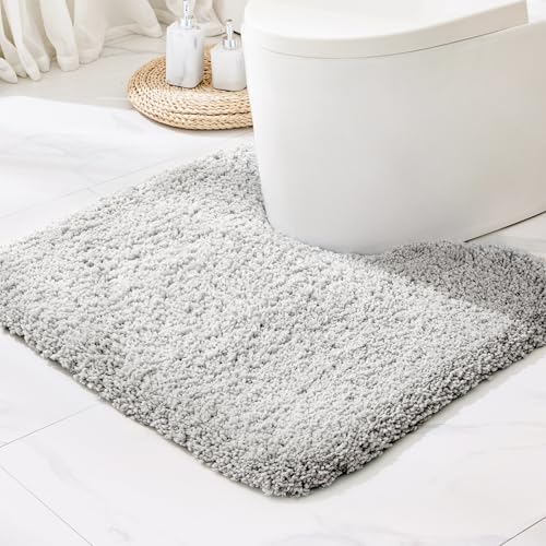 Disolla Toilet Rug 22x24 Gray, Non-Slip Soft Toilet Mat U-Shaped Washable - color: Grey, size: 1'10" x 2' (22''x24'' Toilet Rug)