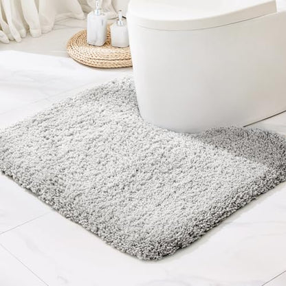 Disolla Toilet Rug 22x24 Gray, Non-Slip Soft Toilet Mat U-Shaped Washable - color: Grey, size: 1'10" x 2' (22''x24'' Toilet Rug)
