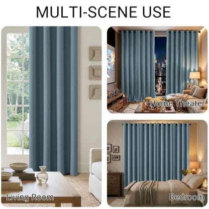 ChrisDowa Stone Blue Blackout Curtains 45 Inches Long 2 Panels for Bedroom - color: Stone Blue, size: 52"W x 45"L (Pack of 2)