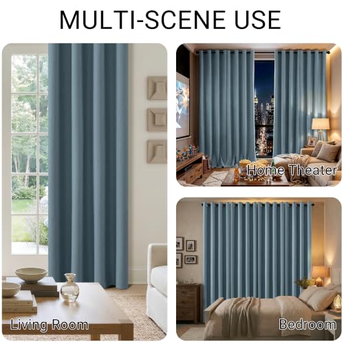 ChrisDowa Stone Blue Blackout Curtains 45 Inches Long 2 Panels for Bedroom - color: Stone Blue, size: 52"W x 45"L (Pack of 2)