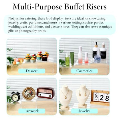6 Pcs Clear Acrylic Risers Display Stands with Hollow Bottoms